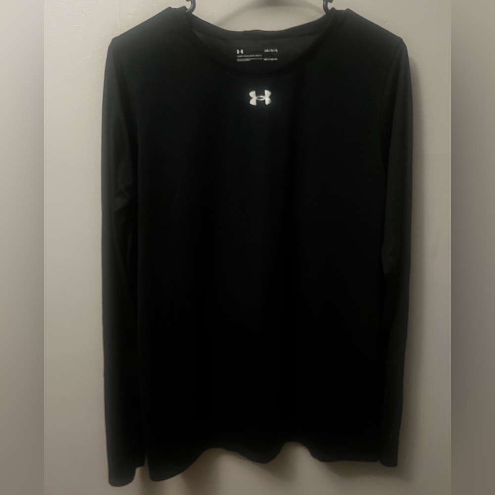 Under Armour Black Long Sleeve Women's Performance Top with White Logo